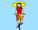 Dibuix Xina amb bicicleta pintat per Lauura