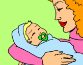 Dibuix Mare amb la seva nadó II pintat per miriam