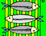 Dibuix Peix a la brasa pintat per peix