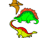 Dibuix Tres classes de dinosauris  pintat per ALEX