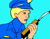 Dibuix Policia amb el walkie pintat per Maria Martori
