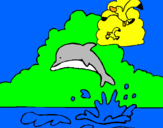 Dibuix Dofí i gavina pintat per julia3          mar      