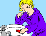 Dibuix Nen rentant-se les dents pintat per joana