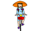 Dibuix Xina amb bicicleta pintat per Eva Prat  Font