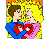 Dibuix Noi i noia enamorats pintat per cor  laia