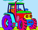 Dibuix Tractor en funcionament  pintat per Brenda