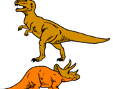 Dibuix Triceratops i tiranosaurios rex  pintat per Santi
