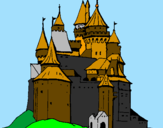 Dibuix Castell medieval pintat per mar i marti
