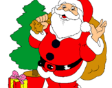 Dibuix Santa Claus i un arbre de nadal  pintat per PAPA NOEL NORA