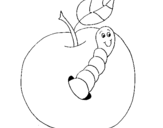 Dibuix Poma amb cuc pintat per oriol