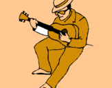 Dibuix Guitarrista amb barret  pintat per ruben