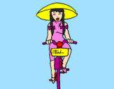 Dibuix Xina amb bicicleta pintat per mary popins