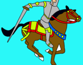 Dibuix Cavaller a cavall IV pintat per pol