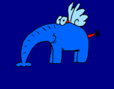 Dibuix Elefant amb ales pintat per julia soca