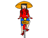 Dibuix Xina amb bicicleta pintat per anguel
