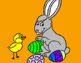 Dibuix Pollet, conillet i ous pintat per claudia soca