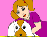 Dibuix Nena abraçant al seu gos  pintat per MIREIA