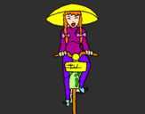 Dibuix Xina amb bicicleta pintat per Laura i Lucia