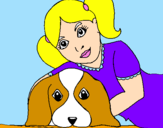 Dibuix Nena abraçant al seu gos  pintat per cristina