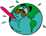Dibuix Escalfament global pintat per planeta terra malat