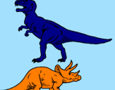 Dibuix Triceratops i tiranosaurios rex  pintat per pc.bc
