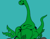 Dibuix Diplodocus assegut  pintat per  ARNAU V