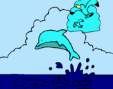 Dibuix Dofí i gavina pintat per marina
