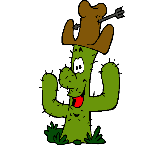 Dibuix Cactus amb barret  pintat per blai