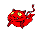 Dibuix Petit dimoni pintat per monstre vermell