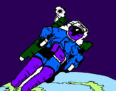 Dibuix Astronauta en l'espai pintat per berta olot