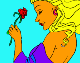 Dibuix Princesa amb una rosa pintat per taniaaa