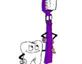 Dibuix Queixal i raspall de dents pintat per RESPALL