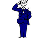 Dibuix Policia saludant pintat per pol d