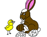 Dibuix Pollet, conillet i ous pintat per clau