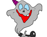 Dibuix Fantasma amb barret de festa pintat per Santi7