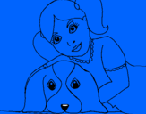 Dibuix Nena abraçant al seu gos  pintat per cimnaiac