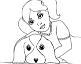 Dibuix Nena abraçant al seu gos  pintat per Gemma ordaz barranco