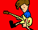 Dibuix Nen tocant la guitarra  pintat per jaume rexach