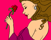 Dibuix Princesa amb una rosa pintat per anònim