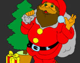 Dibuix Santa Claus i un arbre de nadal  pintat per carles