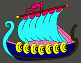 Dibuix Vaixell víking  pintat per mulassa