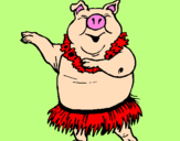 Dibuix Porc hawaià pintat per amin i dina