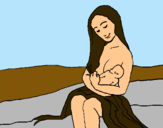 Dibuix Mare amb la seva nadó pintat per arigato