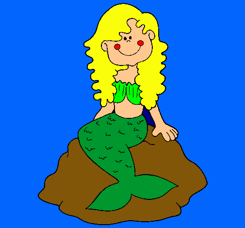 Sirena asseguda en una roca 