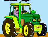 Dibuix Tractor en funcionament  pintat per saray