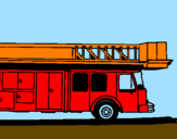 Dibuix Camió de bombers amb escala  pintat per gil
