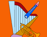Dibuix Arpa, flauta i trompeta pintat per albert2
