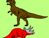 Dibuix Triceratops i tiranosaurios rex  pintat per pau