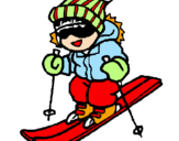 Dibuix Nen esquiant  pintat per gabriella