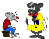 Dibuix Doctor i pacient ratolí pintat per el ratón está malito